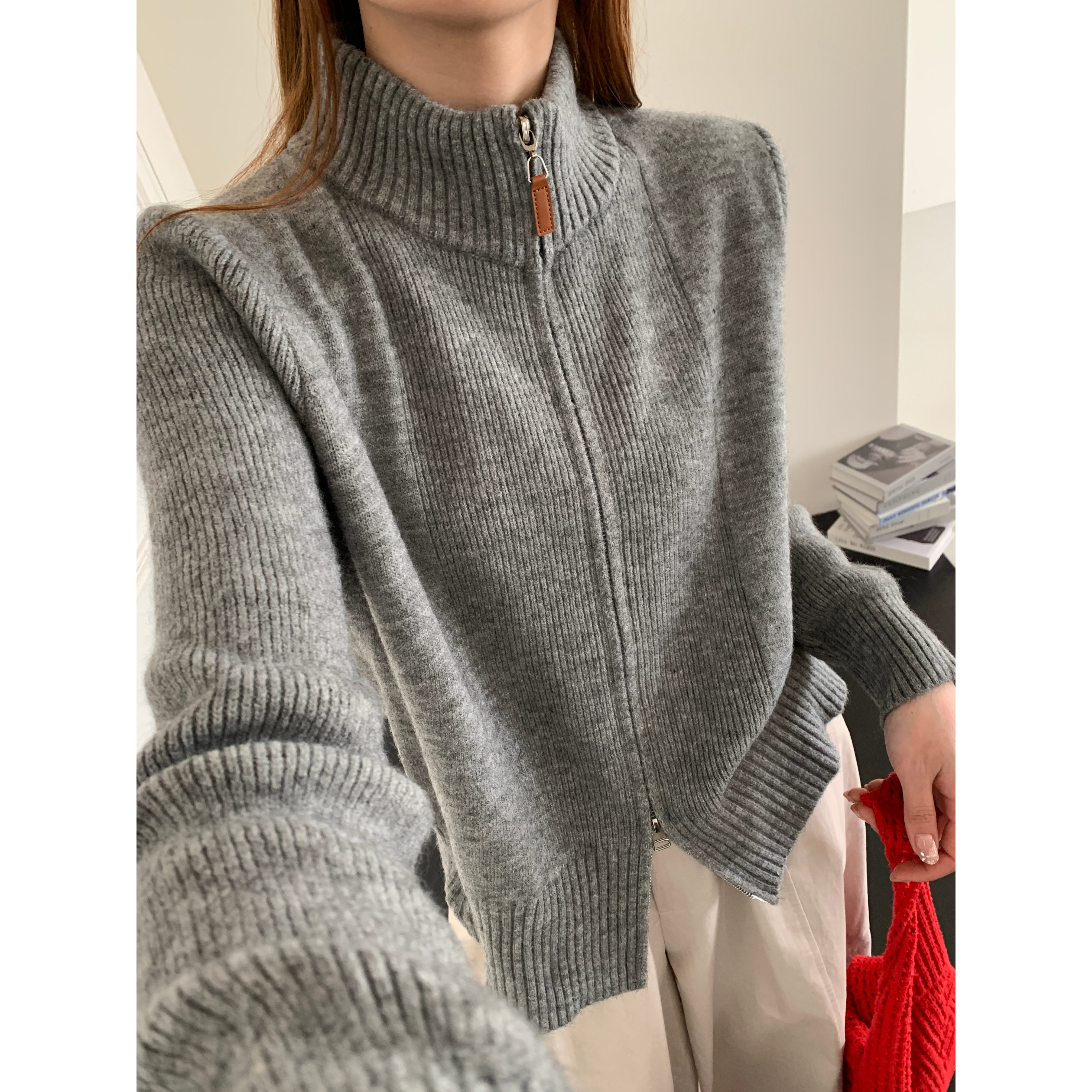 3447【鱼骨线】软糯慵懒温柔风高级感针织毛衣开衫外套百搭时尚