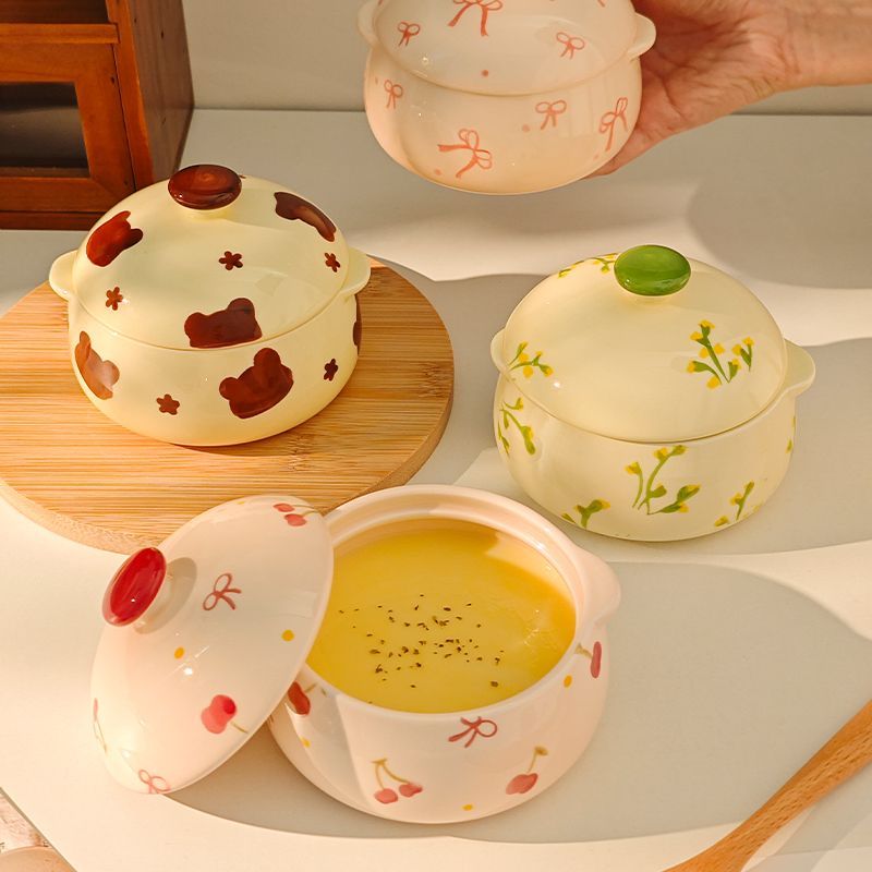 陶瓷炖盅瓦罐蒸蛋碗家用炖汤盅隔水双耳燕窝蒸蛋羹专用碗甜品碗
