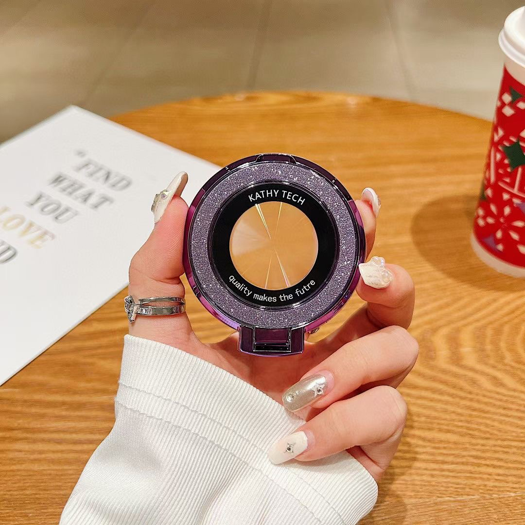 闪粉镜子手机隐形支架适用华为苹果OPPO小米vivo懒人手机壳16pro