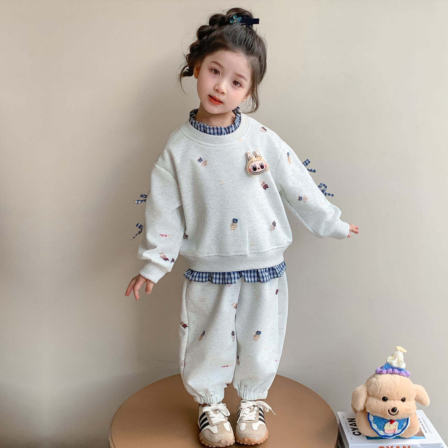 女童拉布布套装洋气儿童休闲卫衣两件套小女孩宝宝春秋装2025新款