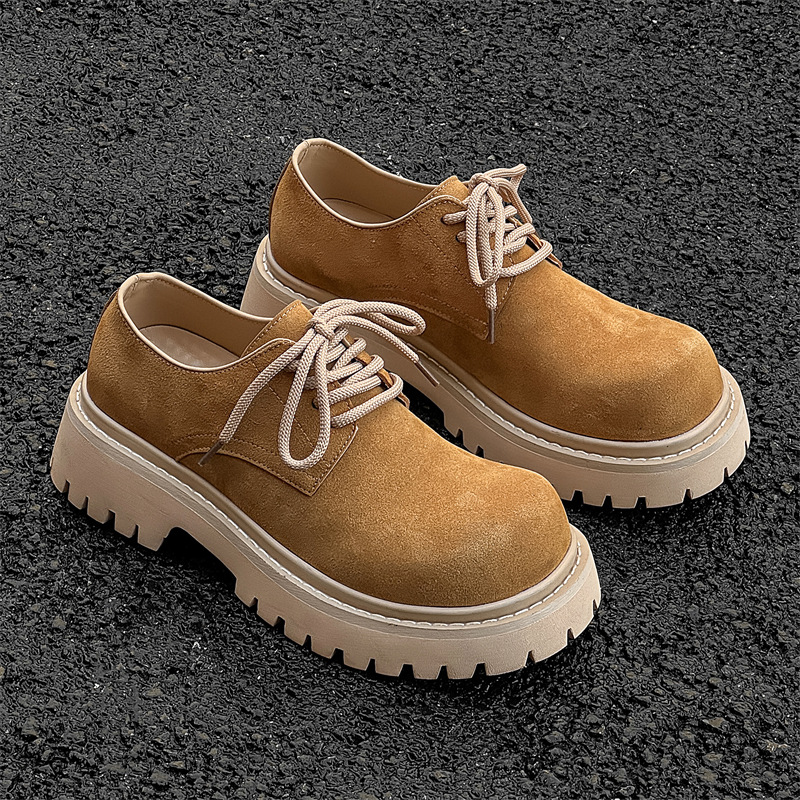 德比鞋2025新款低帮大头德比男款复古工装鞋厚底增高百搭磨砂透气