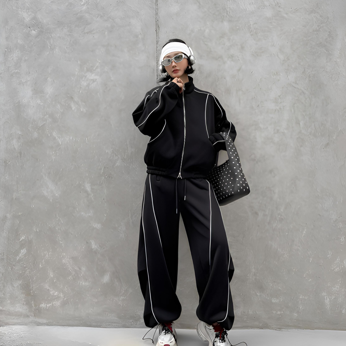 潮小妞加绒秋冬女外套两件套