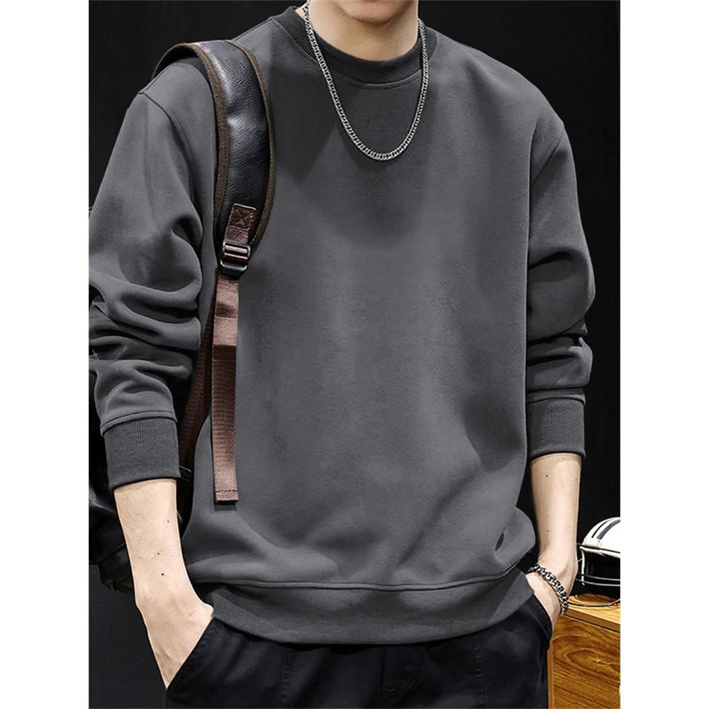 加绒加厚圆领重磅卫衣男男款青少年加厚圆领加绒卫衣