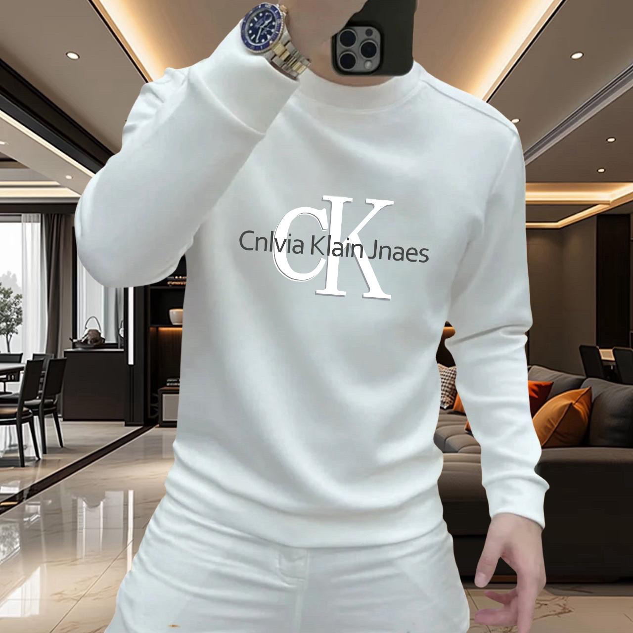 2025四季通用长袖常规款3D效果T恤男士打底衫上衣潮流时尚圆领