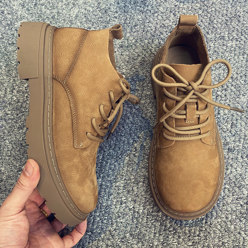 马丁靴男款冬季透气真皮高帮鞋软底软皮短靴头层牛皮中帮工装靴子