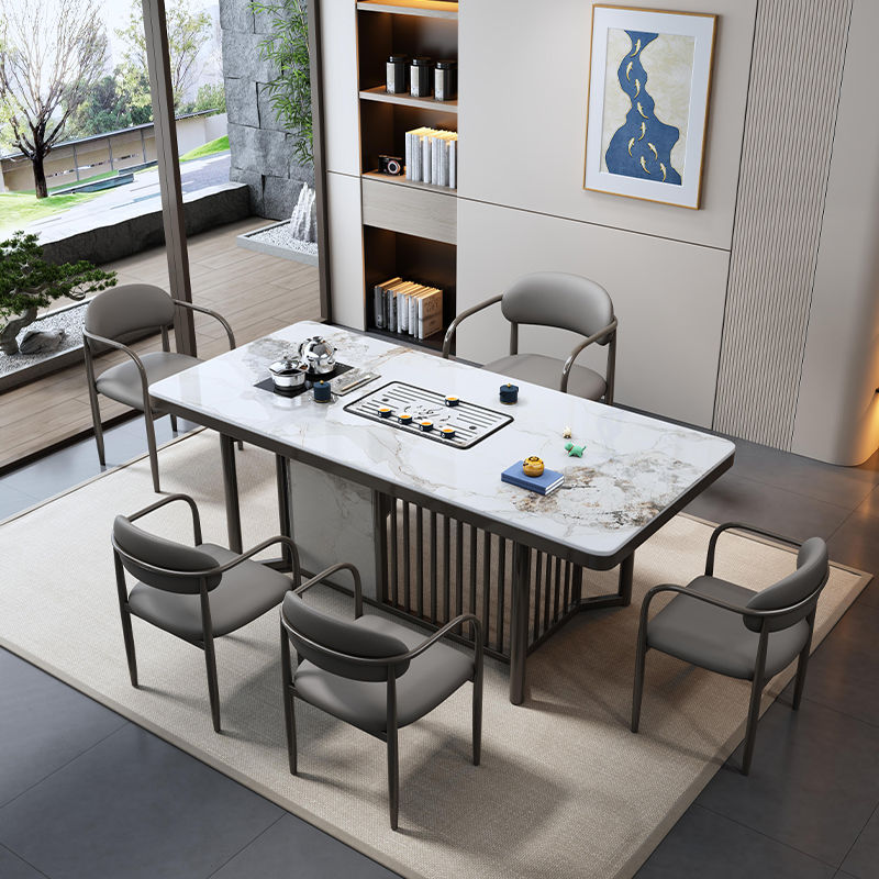 岩板茶桌茶台办公室简约功夫茶台客厅现代泡茶桌烧水一体茶几轻奢