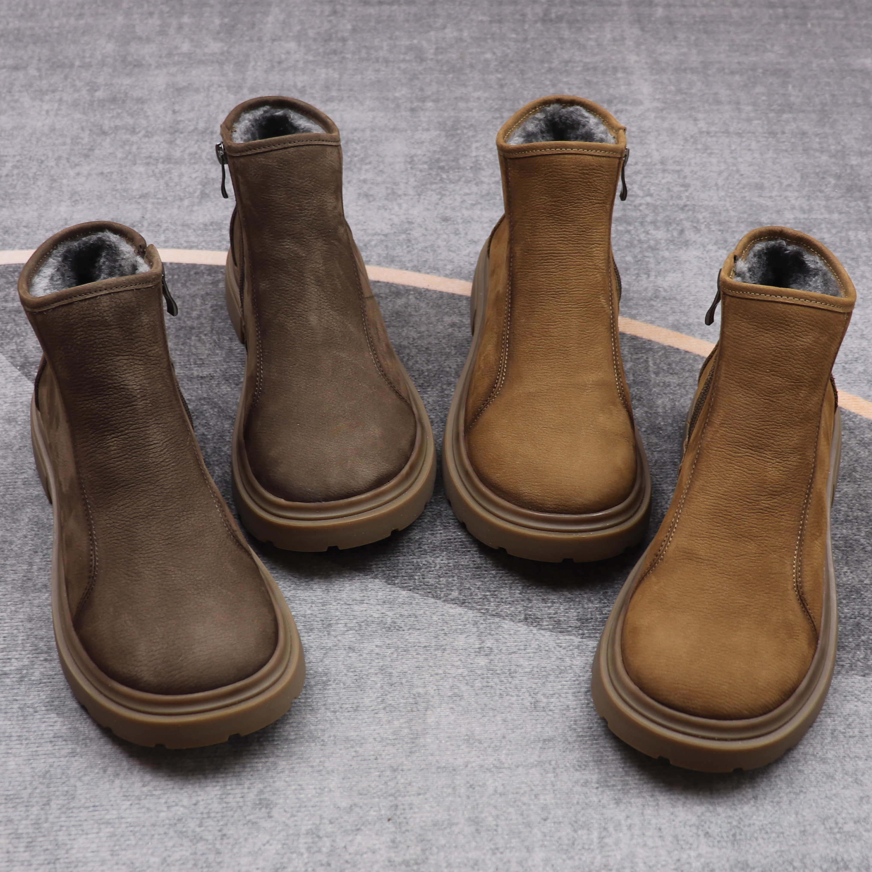 男士马丁靴冬季加棉保暖中帮靴子真皮头层牛皮复古风拉链短靴男