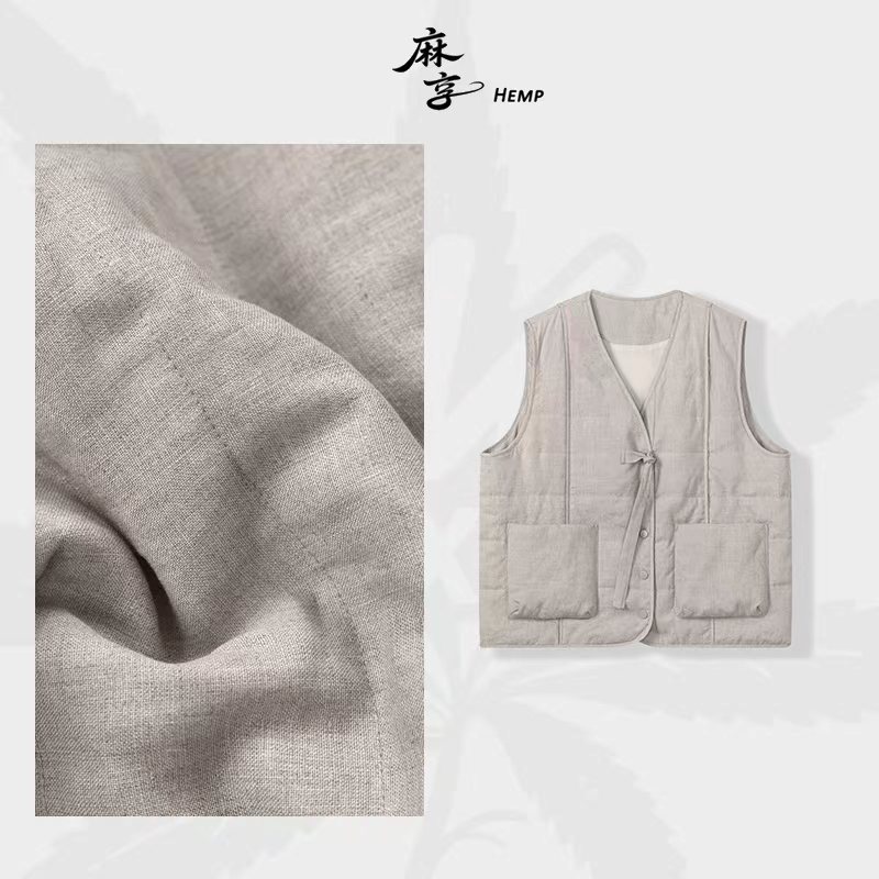 麻享【冬日庭院】汉麻马甲3M新雪丽棉填充复古文艺国风马夹FSY51029