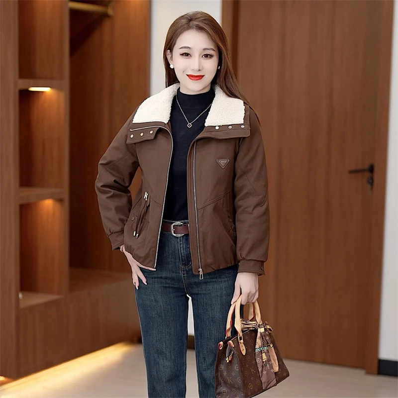 2025冬季新品时尚显瘦百搭加绒加厚保暖小个子短款派克外套女