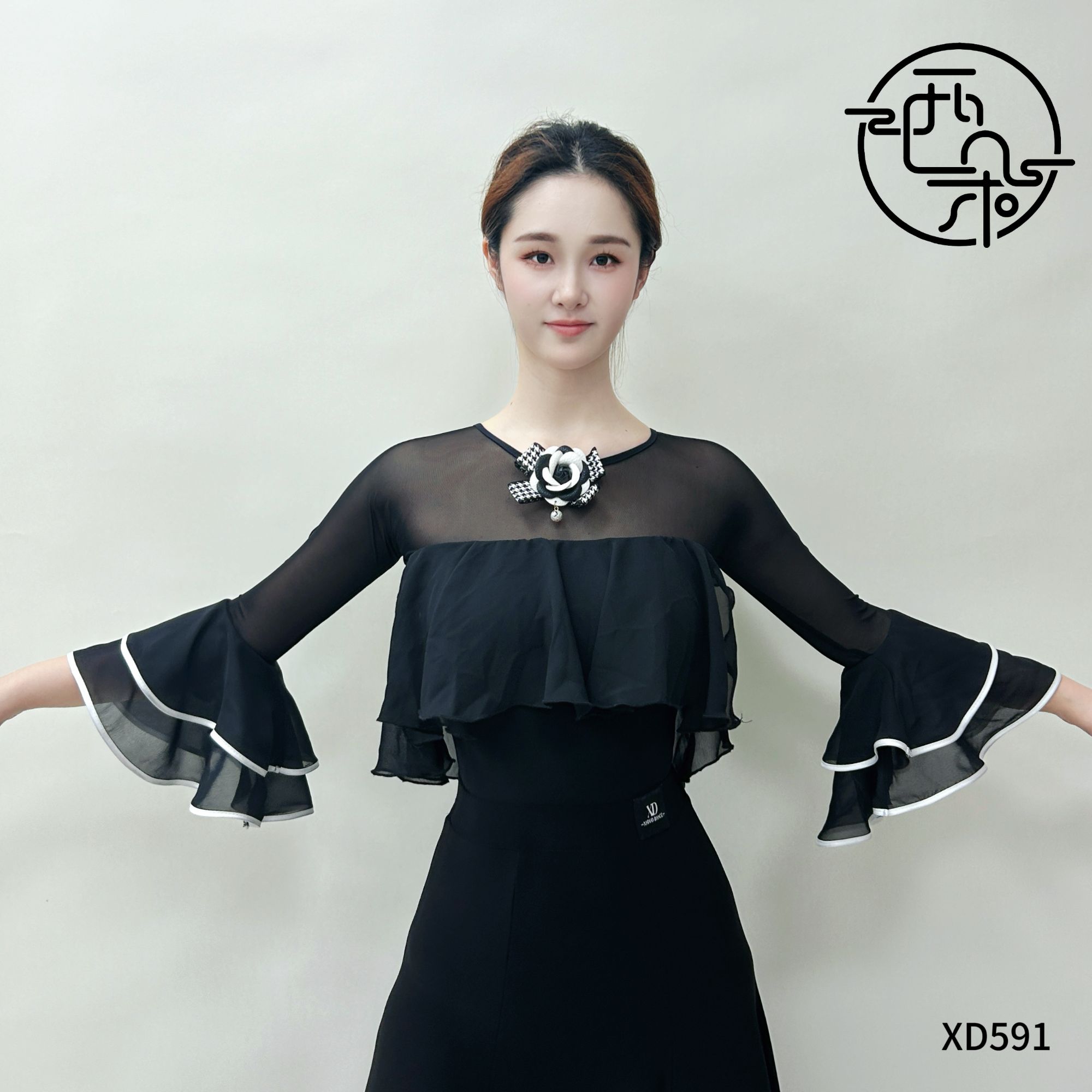 西朵新品连身袖显瘦优雅夏日女士成人款摩登舞练功服上衣XD591