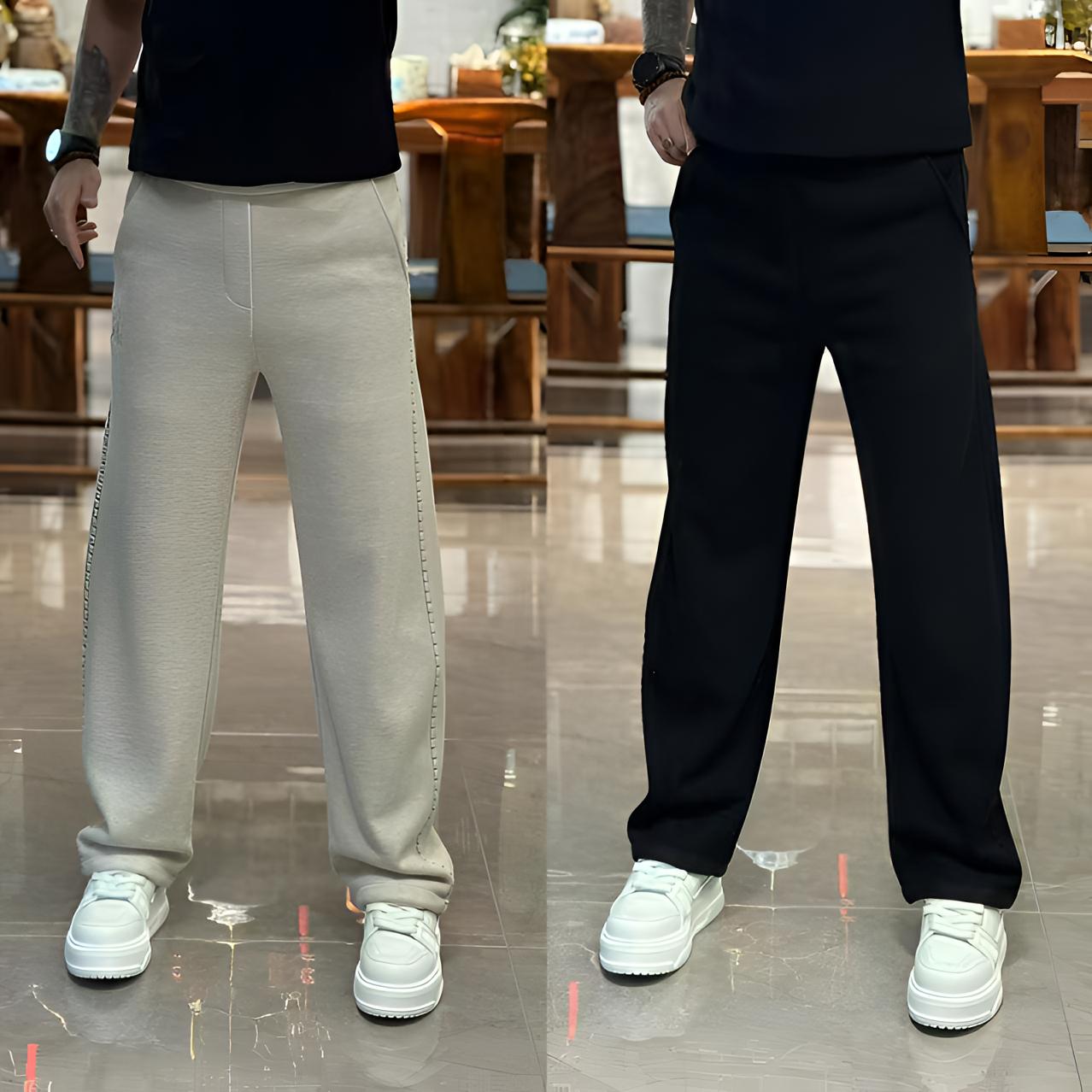 25A106欧货冬季时尚潮流羊毛混纺柔软保暖男士直筒休闲裤