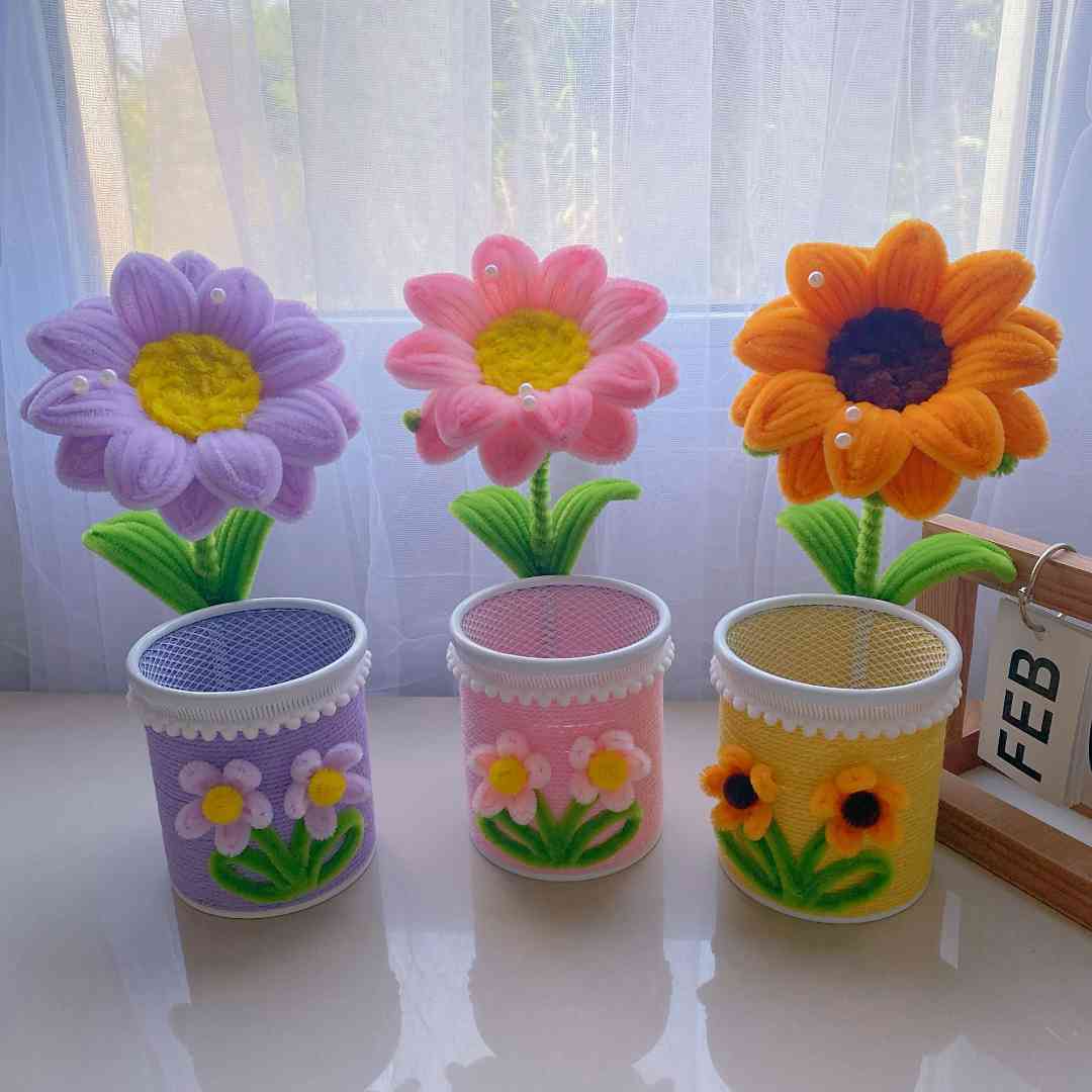 【教师节主播福利送礼袋＋贺卡】向日葵扭棒笔筒手工DIY材料包送老师