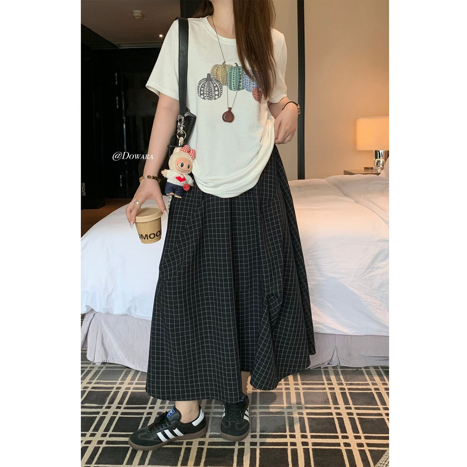 现货大婉酱微胖定制【格纹裙】设计感格子不规则半身裙女夏季 8337D