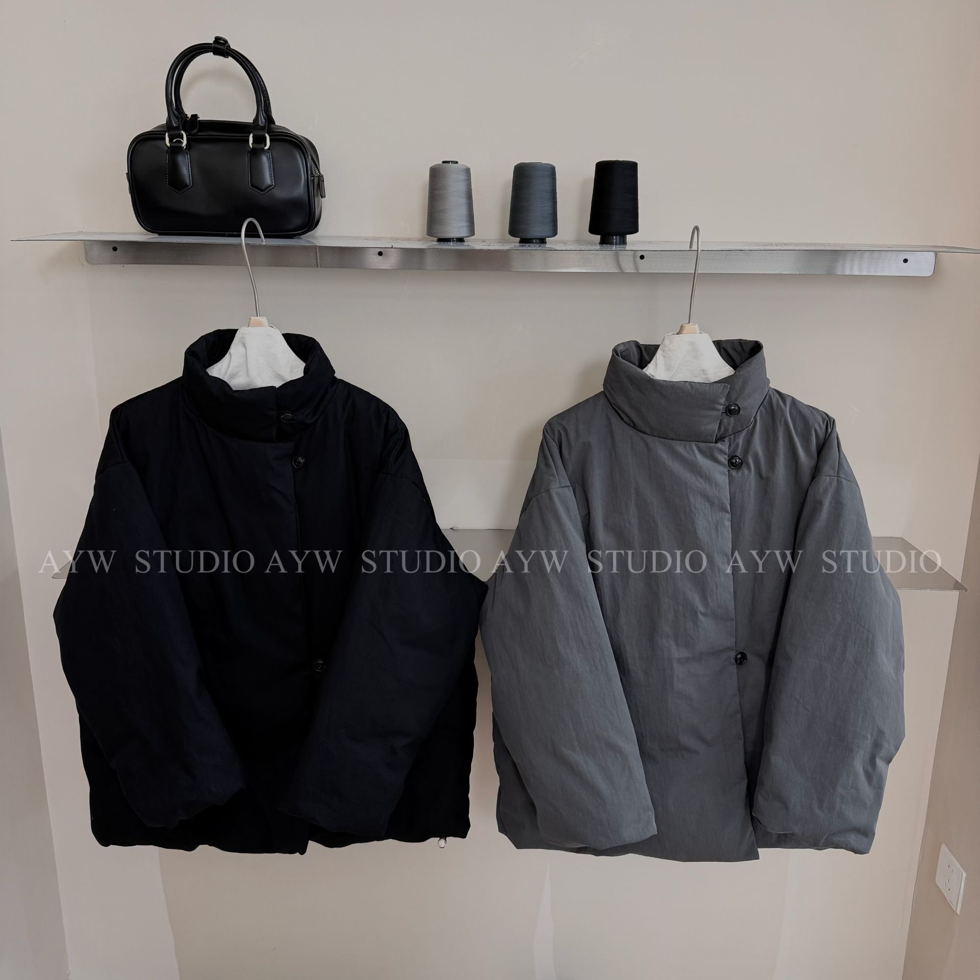 【AYW】ins风韩系立领高级感老钱风百搭宽松版型白鸭绒羽绒服外套