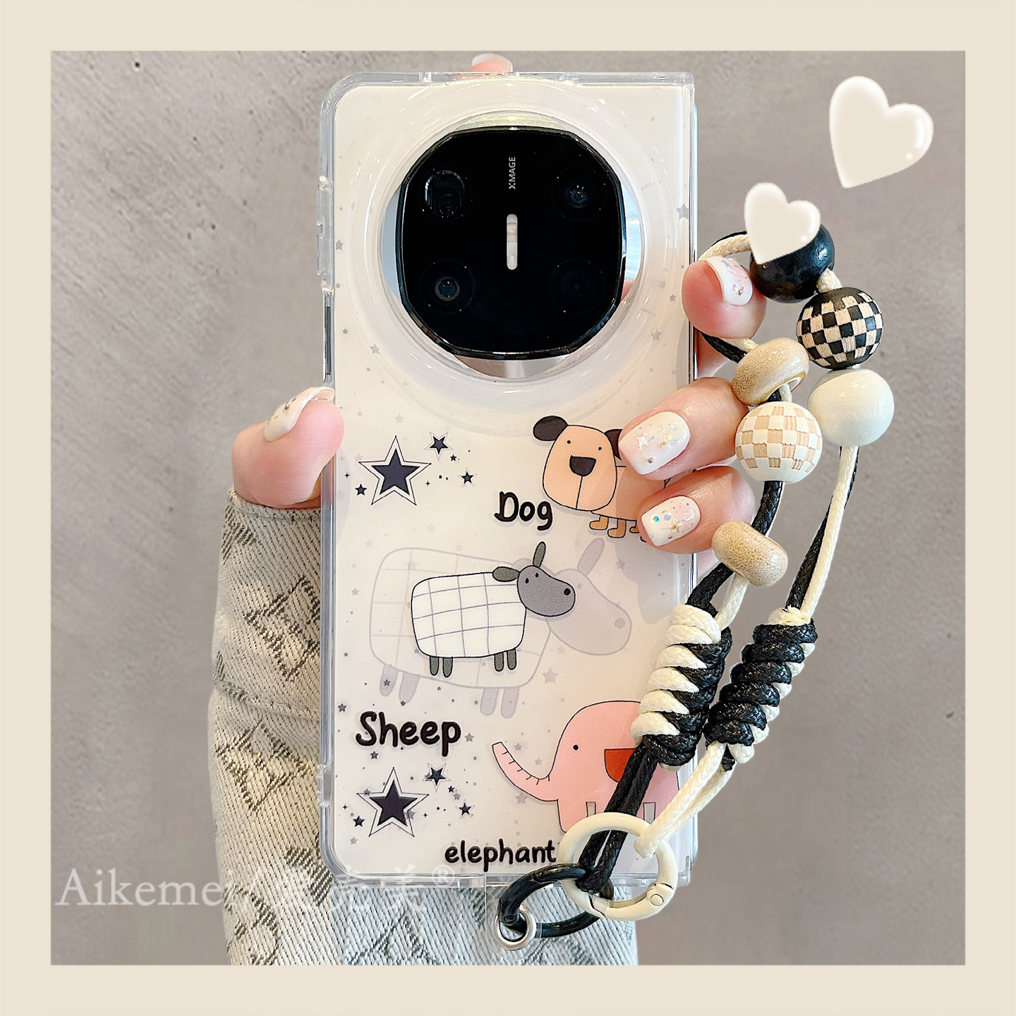 适用华为mateX6折叠屏手机壳MateX5典藏版白底星星X3小羊小狗大象