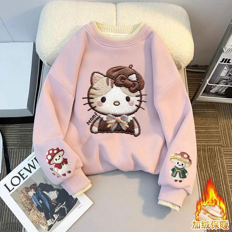 女童卡通长袖宝宝卫衣2026秋冬新款洋气时髦儿童中大童加绒上衣服
