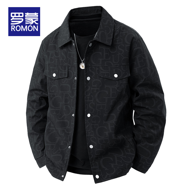 罗蒙秋季休闲外套男士爆款2025新款秋冬百搭潮流美式翻领夹克男款