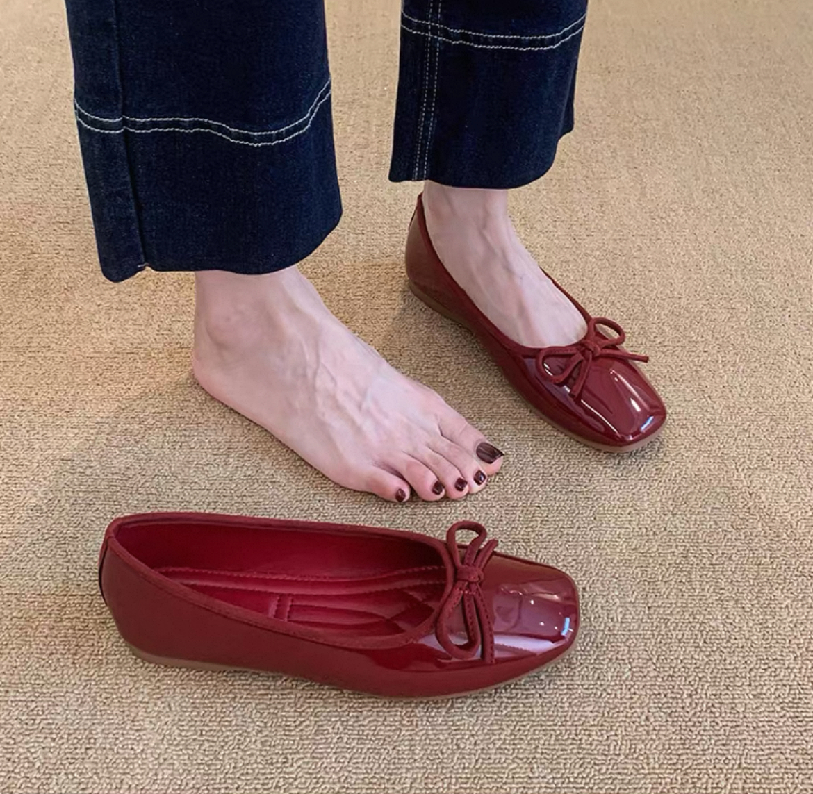不累脚！隐形内增高小个子2025春夏季高跟鞋浅口玛丽珍红色单鞋女