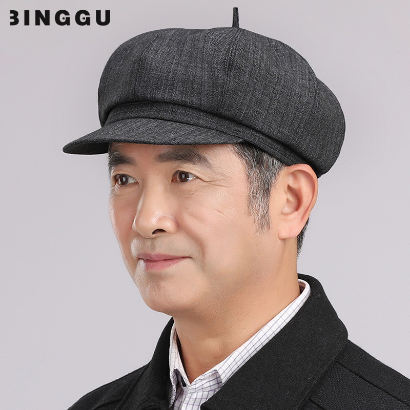 中老年人帽子男春秋八角帽薄老人男士爸爸爷爷老头春夏鸭舌帽布帽