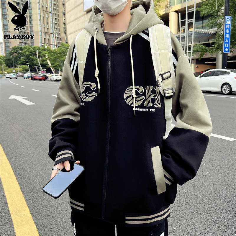花花公子2025新款青少年春秋季夹克男孩初中高中学生潮流帅气外套