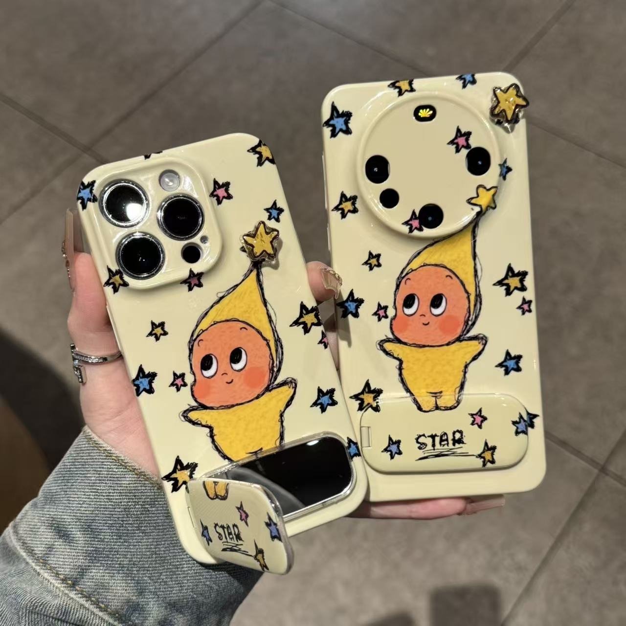 Lucky星星人镜子支架适用苹果17菲林16手机壳华为P70vivoppo小米