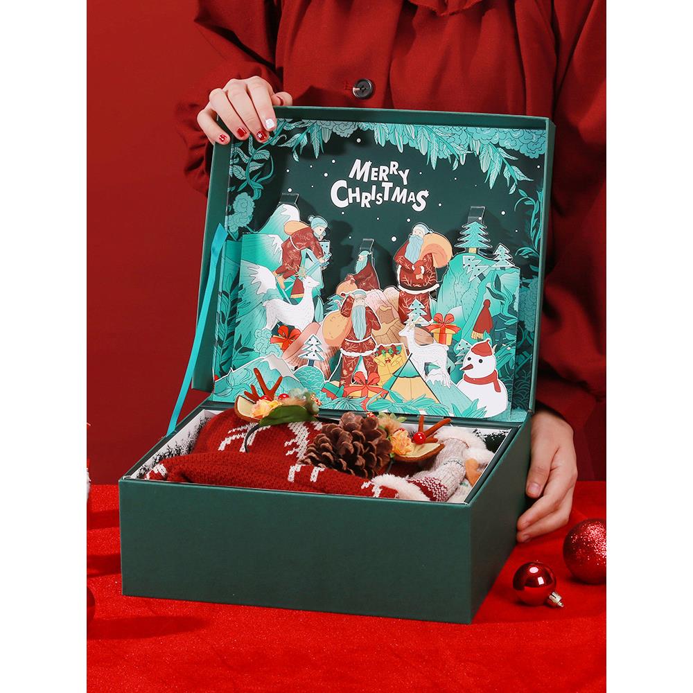 IOSN圣诞节礼物包装盒围巾礼品包装创意空盒子平安夜苹果礼盒大号