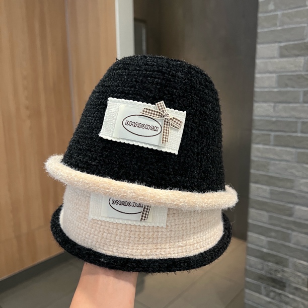 【气质拿捏】韩系宝宝秋冬针织保暖水桶帽女童洋气蝴蝶结贴标渔夫帽