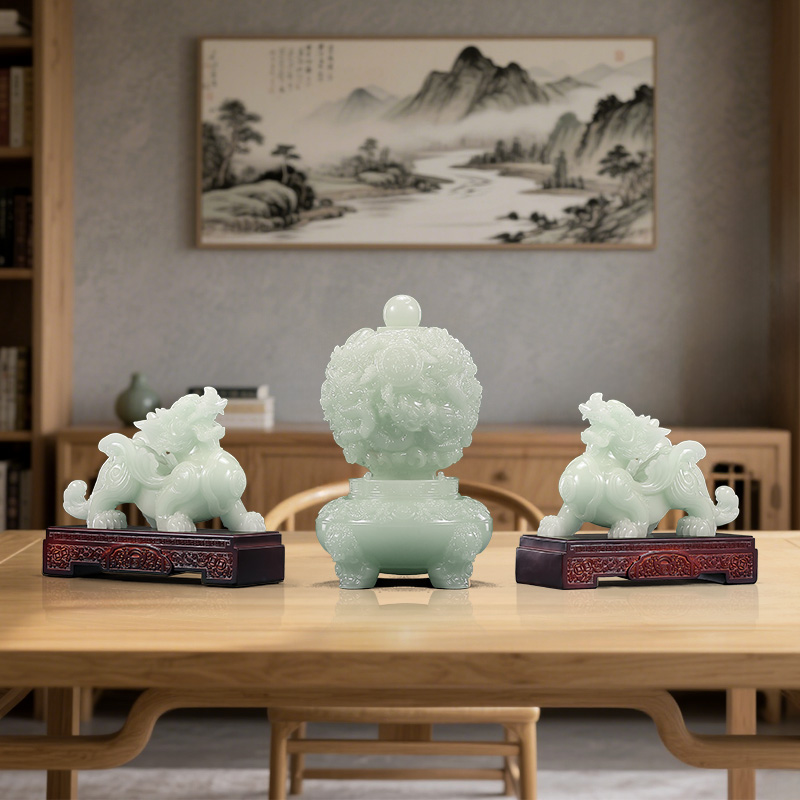 乾坤鼎貔貅组合全套摆件新中式书房玄关客厅装饰酒柜公司开业礼物