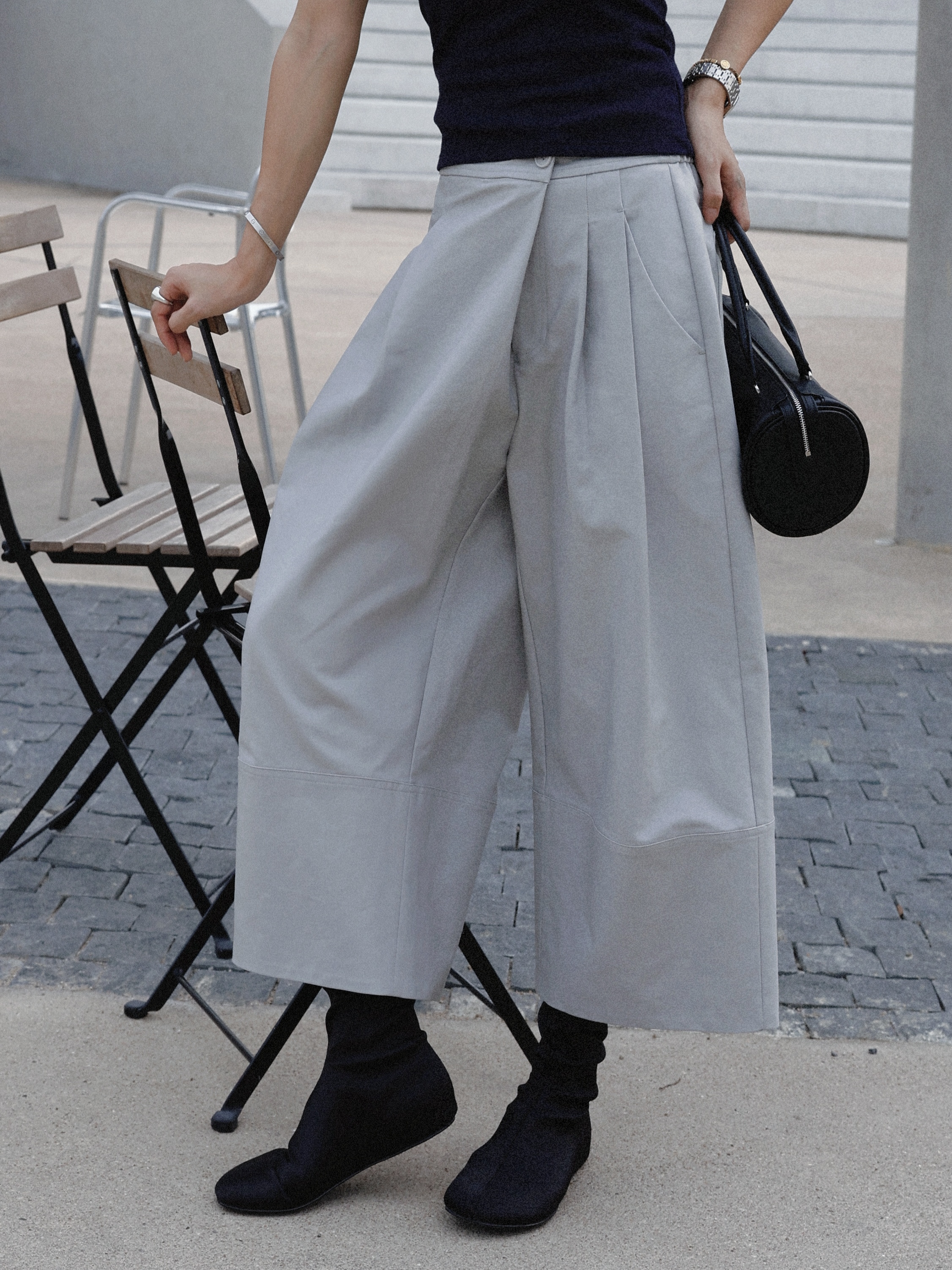 TT设计师【海德叙事】日系高级感不对称腰头纯棉八分裤裤TT190798