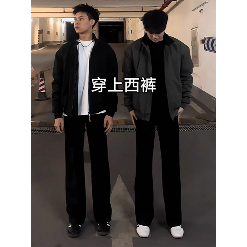 黑色垂感微喇西裤男秋冬季潮流高级感加绒加厚百搭裤子显瘦显腿长