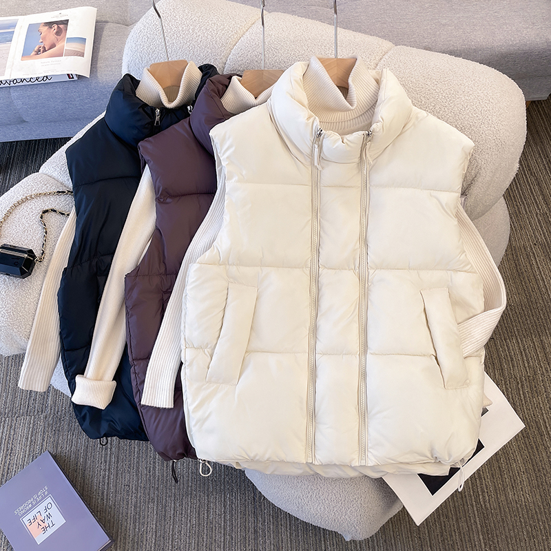 超好看减龄 胖mm大码秋冬棉服马甲女双拉链外搭宽松背心马夹潮611