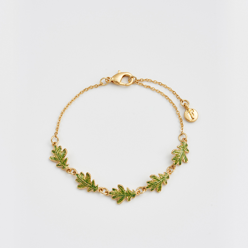 铜合金珐琅手链 【徐梦洁同款】橡树叶珐琅彩手链轻奢时尚复古小众