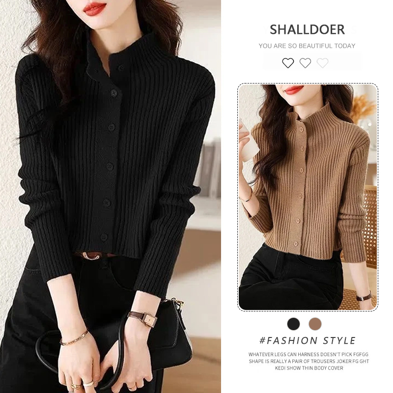 2026秋季新款单排多扣长袖针织衫女时尚百搭减龄气质显瘦潮流衣服