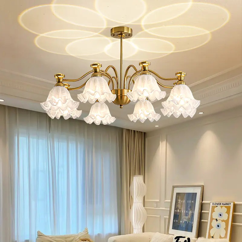 法式客厅吊灯乡村美式铃兰花朵大厅主灯中古美式创意餐厅卧室灯具