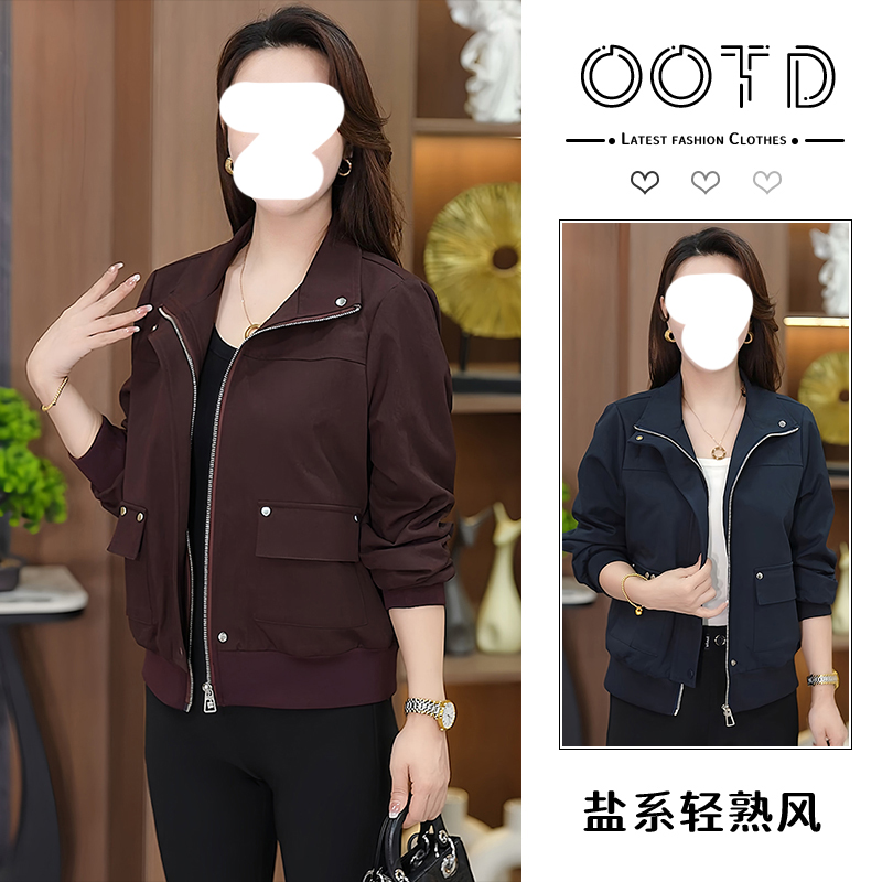 韩版时尚短外套女2025年秋季新款洋气显瘦妈妈装宽松百搭夹克上衣