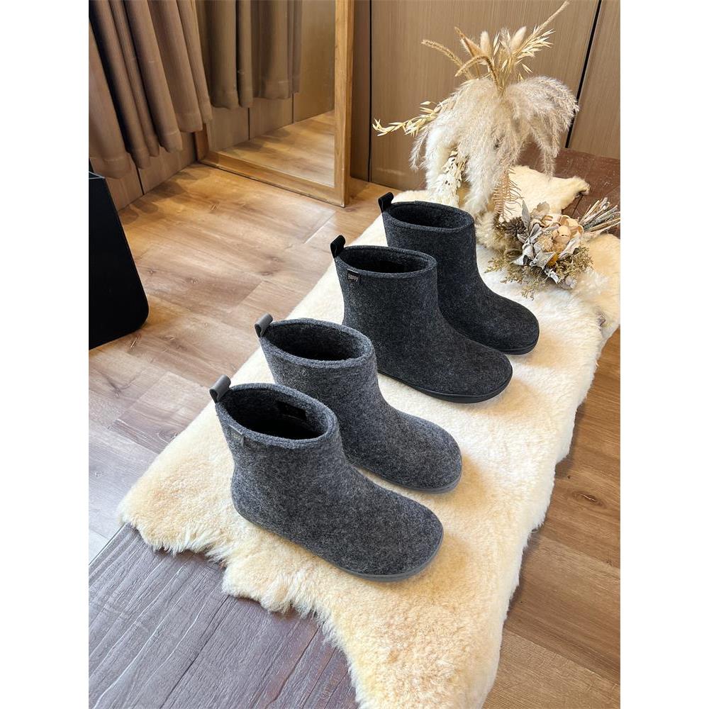 专柜撤场2025秋冬新款鞋保暖毛毡防滑厚底短靴
