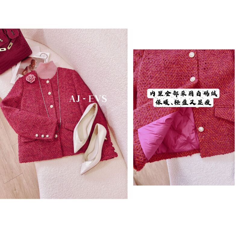 AJ-EVS【冬日魅力· 保暖白鹅绒进口全羊毛款显瘦羽绒服外套】