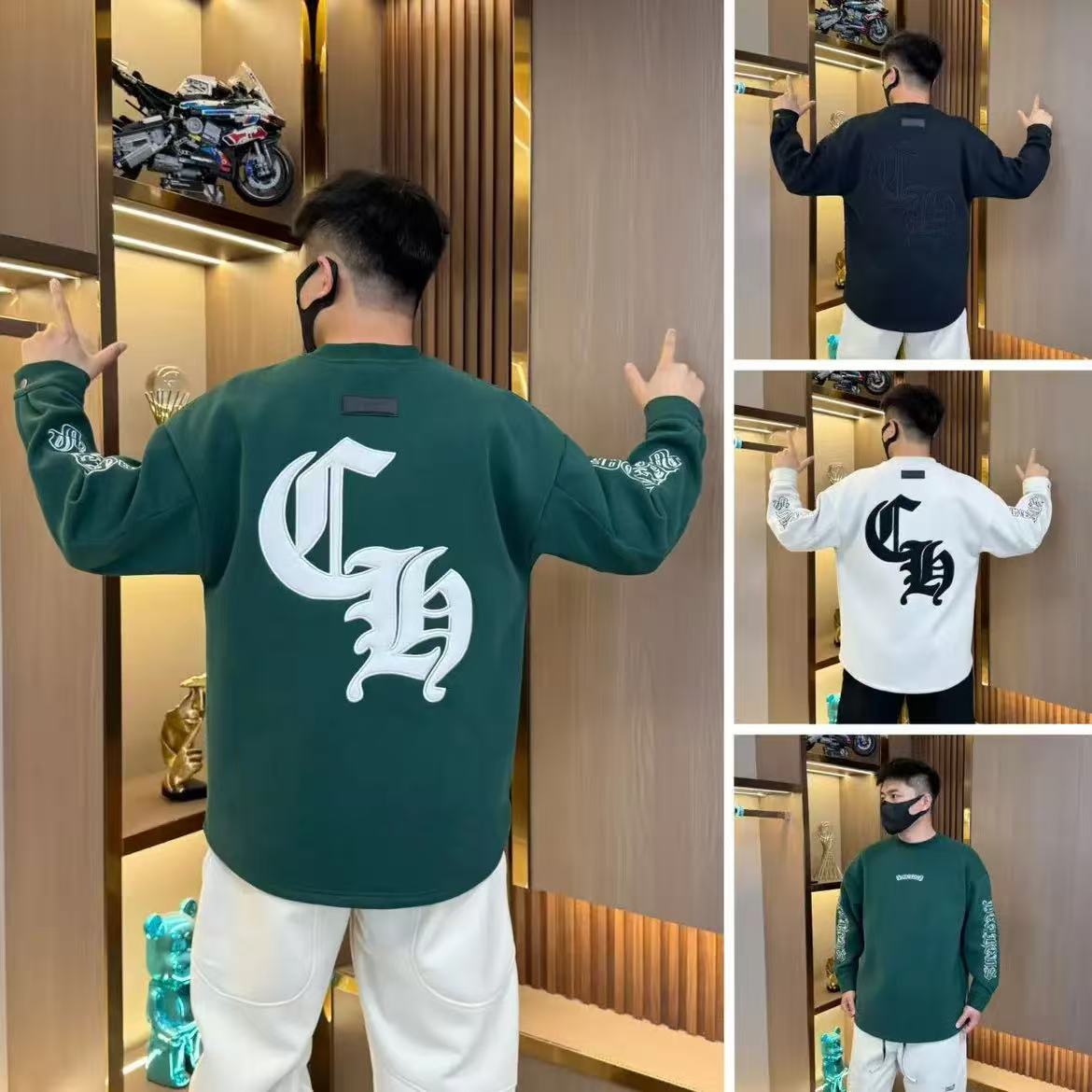 男装冬季新款加绒卫衣潮牌男加厚长袖洋气时尚潮流百搭设计感日常