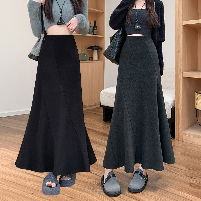 修身显瘦高级感鱼尾裙半身裙女秋冬新款毛呢裙冬裙优雅包臀裙长裙