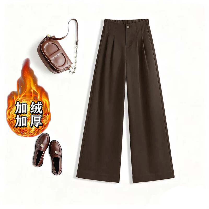 【加绒加厚】2025秋冬季阔腿裤女新款爆款休闲裤显瘦高腰裤MZ0012