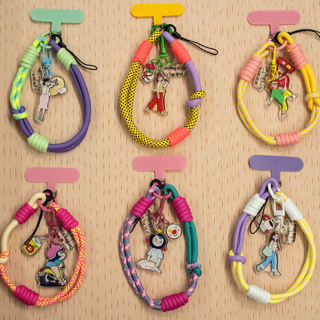 多巴胺手机链|多用途挂件钥匙扣手腕绳亚克力双面图 原创插画礼物