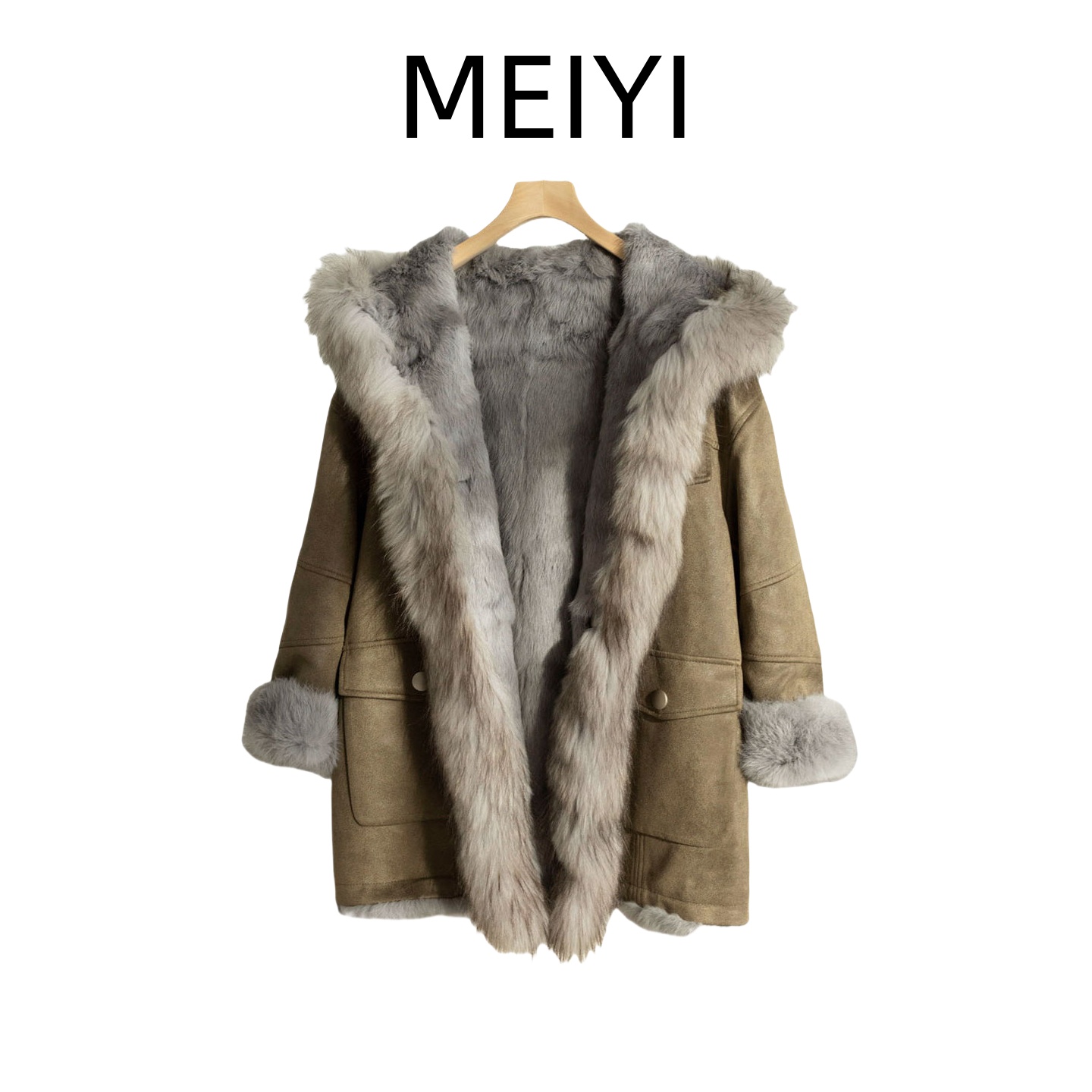 2025冬季新款高级感美拉德机车风加绒加厚毛领皮草女小众保暖外套