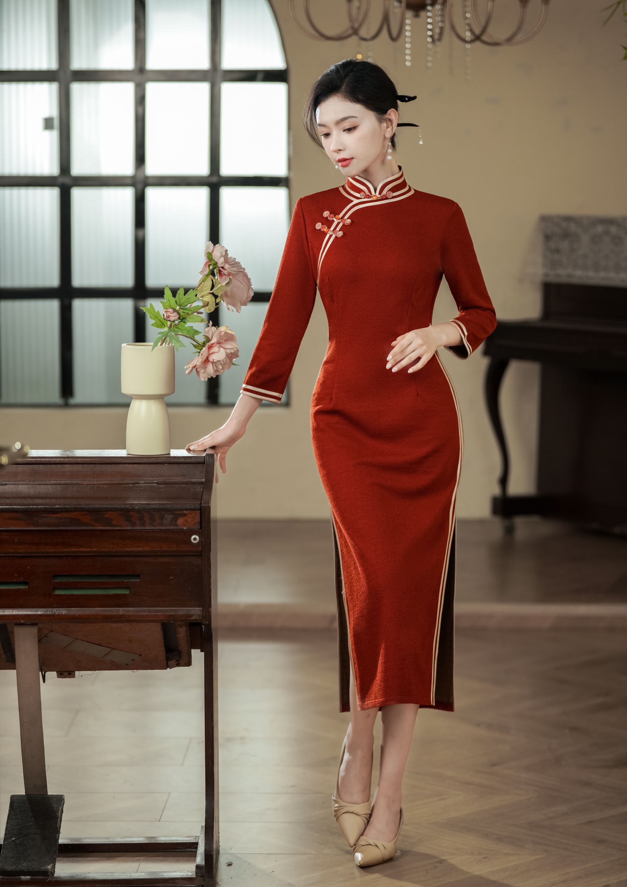 【DXJ07】2024秋季新款改良旗袍连衣裙气质复古中国风新中式长裙子