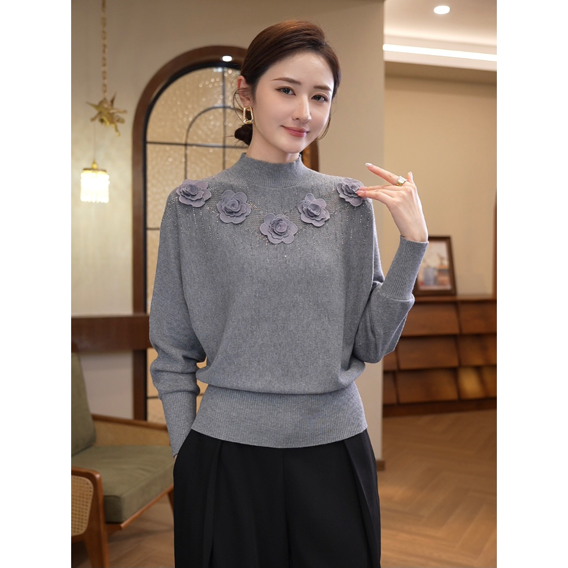 现货2025年秋冬新款爆款【QQ-1274JR】含绵羊毛老钱风软糯针织毛衣