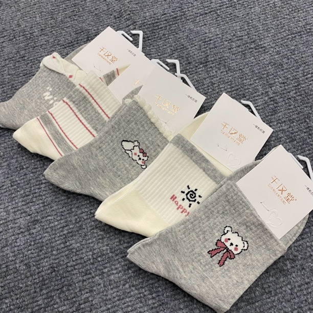 秋季女款休闲运动中筒棉袜35码-40码