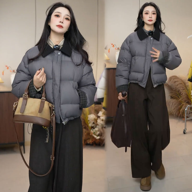 时尚棉服短外套女2025冬季新款洋气宽松加厚保暖面包服短款棉袄子