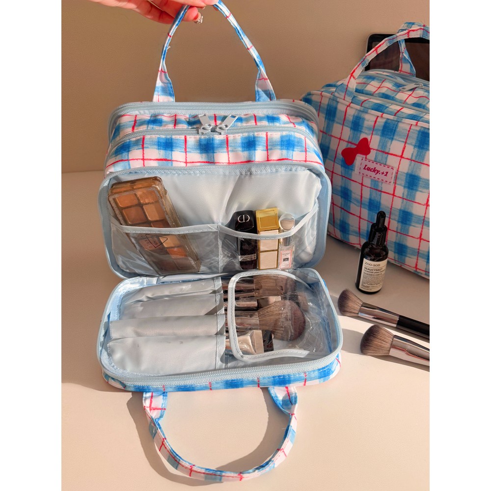 大容量分区多层化妆包女便携外出旅行护肤品收纳包可爱手提洗漱包