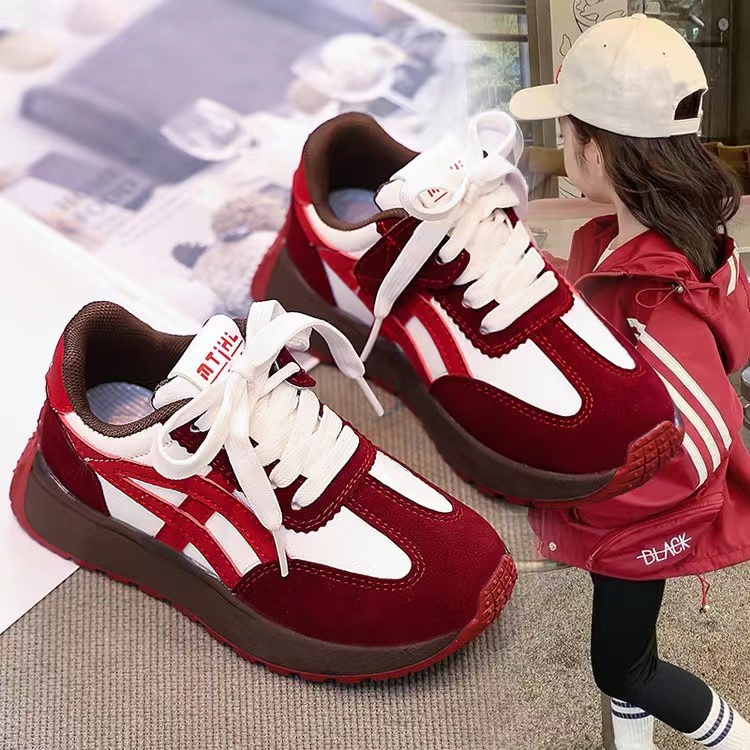 ABC红色阿甘鞋女童运动鞋2025年爆款板鞋休闲黄色老爹鞋子小女孩