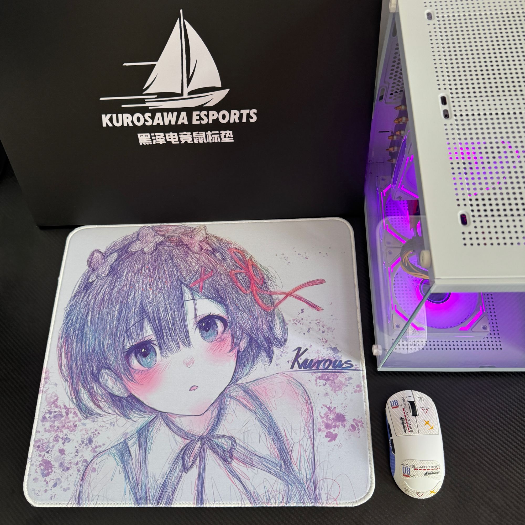 黑泽电竞鼠标垫玻璃蕾姆线稿明日香二次元电竞电竞游戏鼠标垫fps