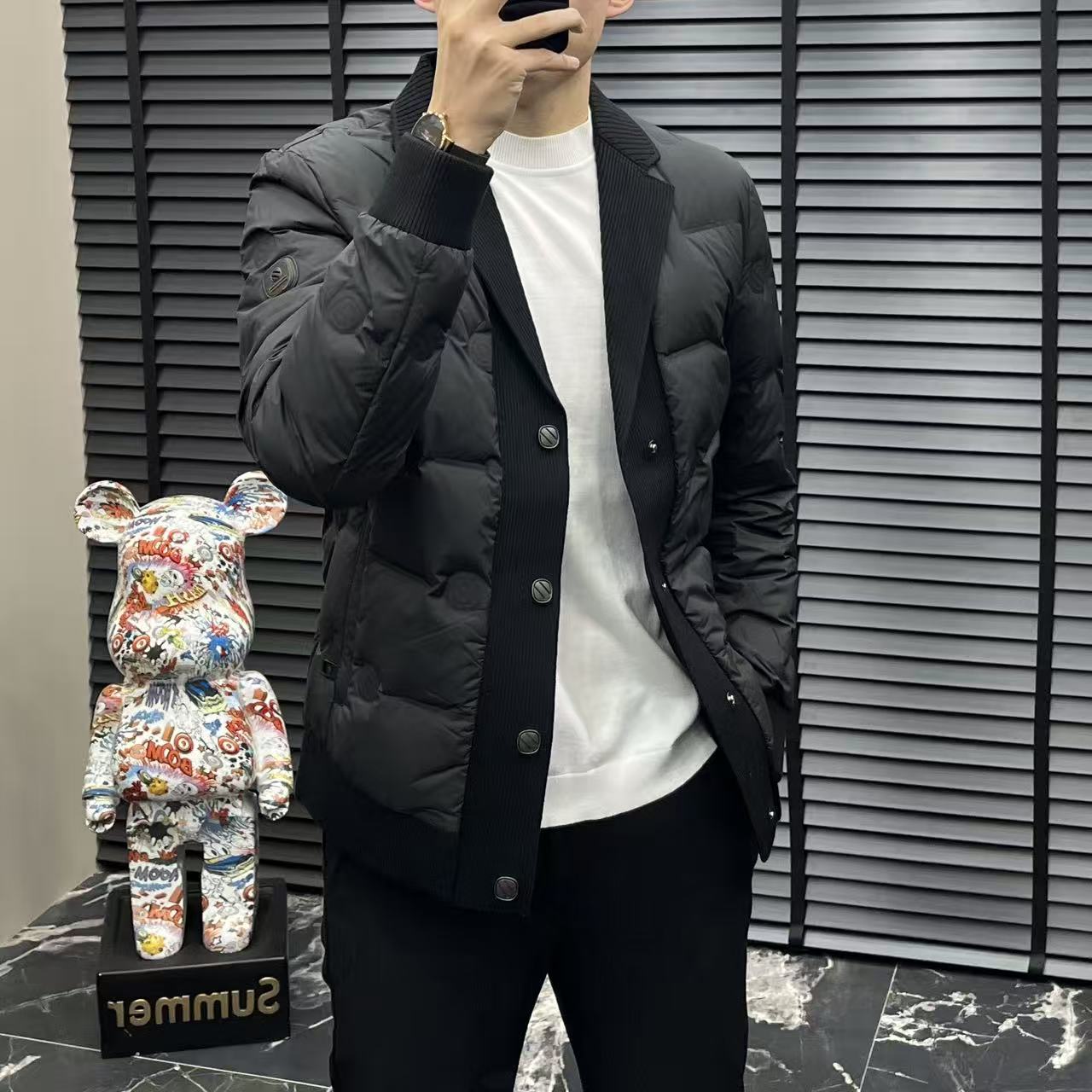 2025秋冬男士新款HH82302老钱风简约大气保暖新国标西服款羽绒服